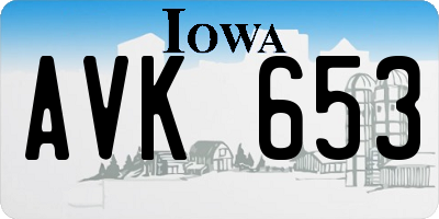 IA license plate AVK653