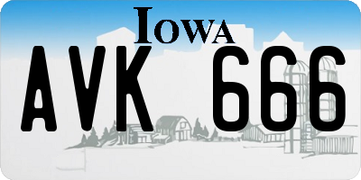 IA license plate AVK666