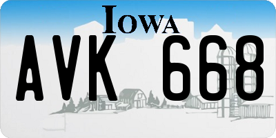 IA license plate AVK668