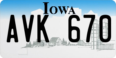 IA license plate AVK670