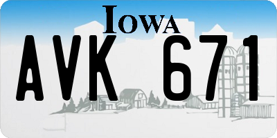 IA license plate AVK671