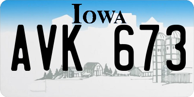 IA license plate AVK673
