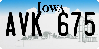 IA license plate AVK675