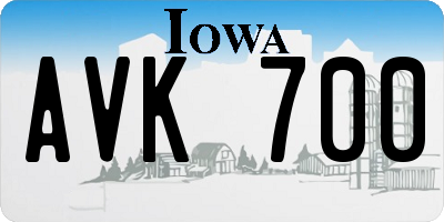 IA license plate AVK700