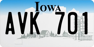 IA license plate AVK701