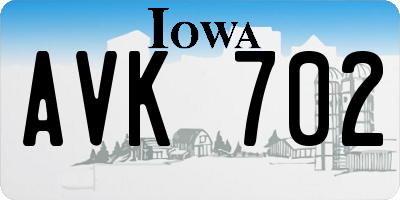 IA license plate AVK702