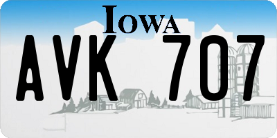 IA license plate AVK707