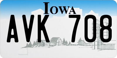 IA license plate AVK708