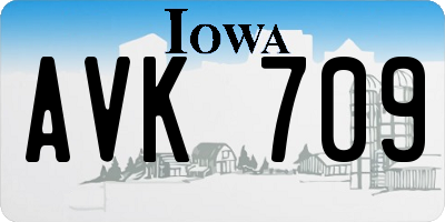 IA license plate AVK709