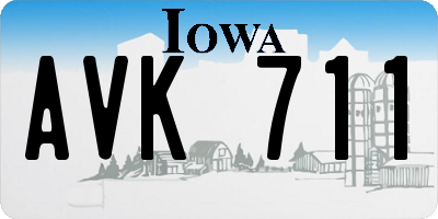 IA license plate AVK711