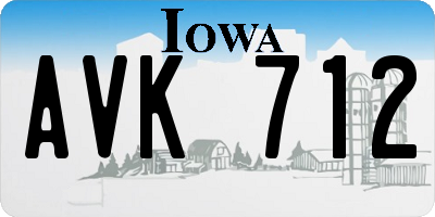 IA license plate AVK712