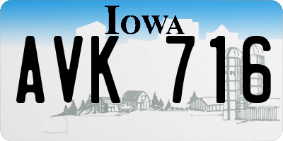 IA license plate AVK716