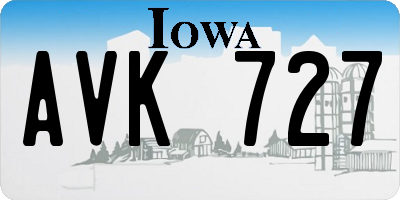 IA license plate AVK727