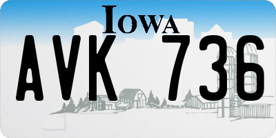 IA license plate AVK736