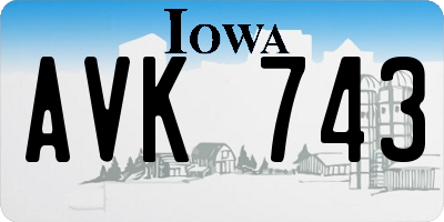 IA license plate AVK743