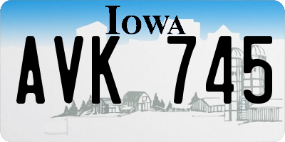 IA license plate AVK745