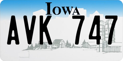 IA license plate AVK747