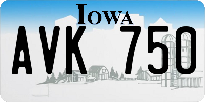 IA license plate AVK750