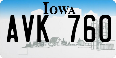 IA license plate AVK760