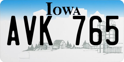IA license plate AVK765