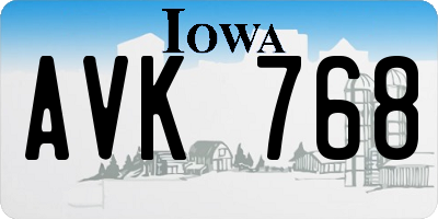IA license plate AVK768