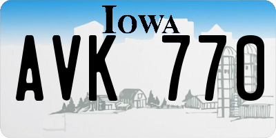 IA license plate AVK770