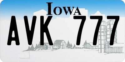 IA license plate AVK777