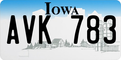 IA license plate AVK783