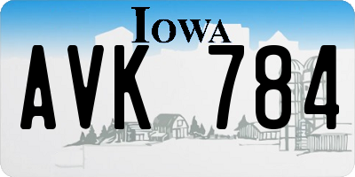 IA license plate AVK784
