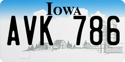 IA license plate AVK786