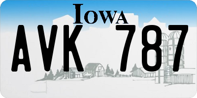 IA license plate AVK787