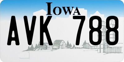 IA license plate AVK788