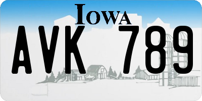 IA license plate AVK789