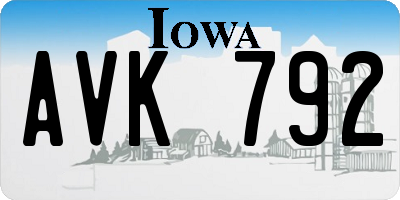 IA license plate AVK792