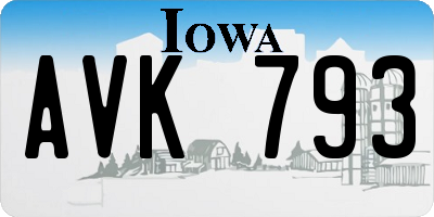 IA license plate AVK793