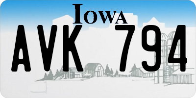 IA license plate AVK794