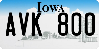 IA license plate AVK800