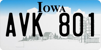 IA license plate AVK801