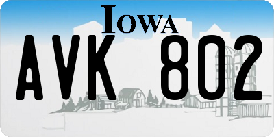 IA license plate AVK802