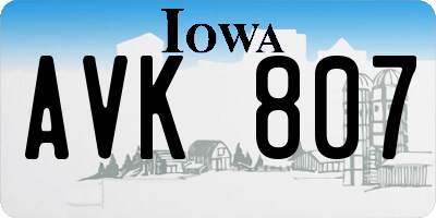 IA license plate AVK807