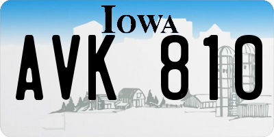 IA license plate AVK810