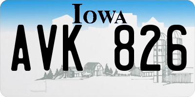 IA license plate AVK826