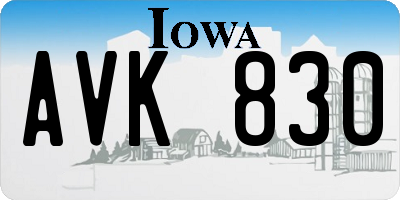 IA license plate AVK830