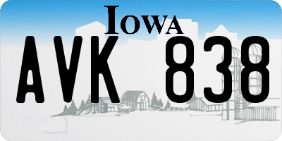 IA license plate AVK838