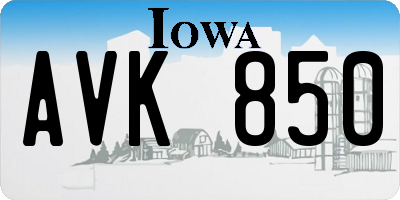 IA license plate AVK850