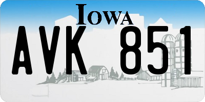 IA license plate AVK851