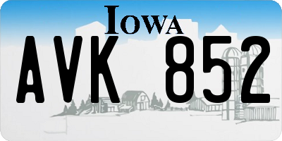 IA license plate AVK852