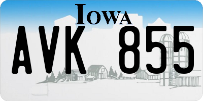 IA license plate AVK855
