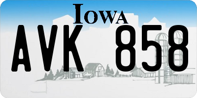 IA license plate AVK858