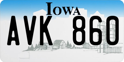 IA license plate AVK860